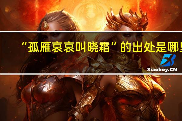 “孤雁哀哀叫晓霜”的出处是哪里