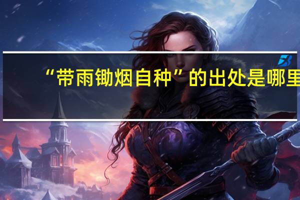 “带雨锄烟自种”的出处是哪里