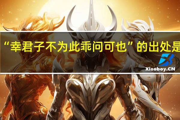 “幸君子不为此乖问可也”的出处是哪里