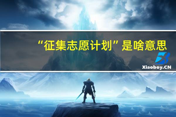 “征集志愿计划”是啥意思