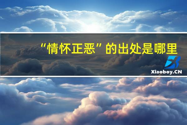 “情怀正恶”的出处是哪里