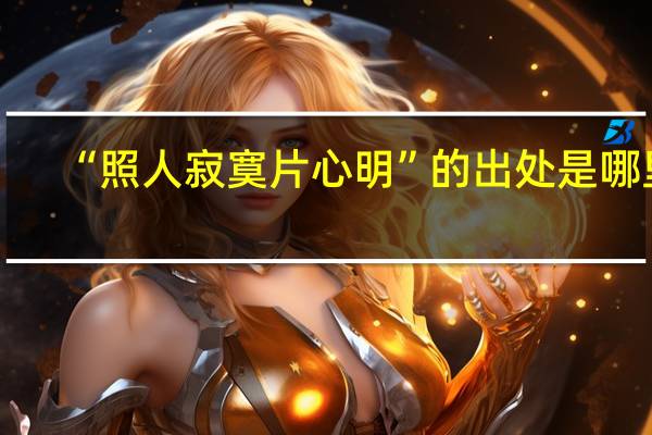 “照人寂寞片心明”的出处是哪里