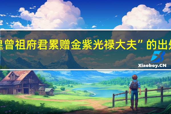 “皇曾祖府君累赠金紫光禄大夫”的出处是哪里