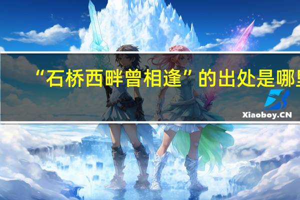 “石桥西畔曾相逢”的出处是哪里