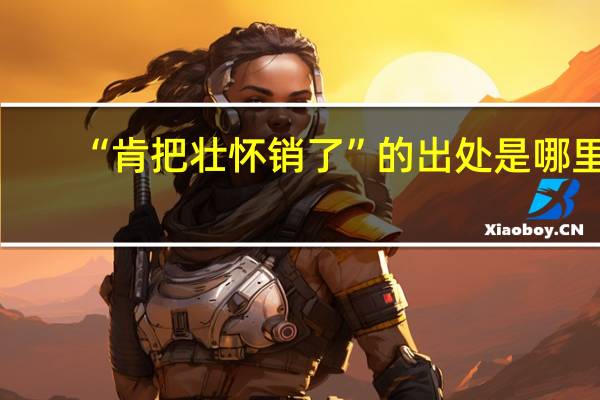 “肯把壮怀销了”的出处是哪里