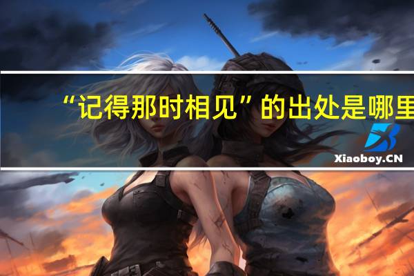 “记得那时相见”的出处是哪里