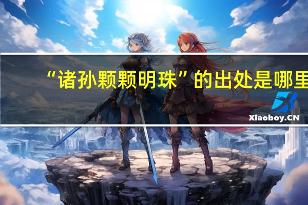 “诸孙颗颗明珠”的出处是哪里