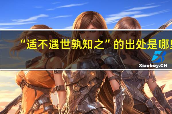 “适不遇世孰知之”的出处是哪里