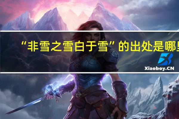 “非雪之雪白于雪”的出处是哪里