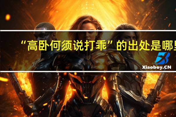 “高卧何须说打乖”的出处是哪里