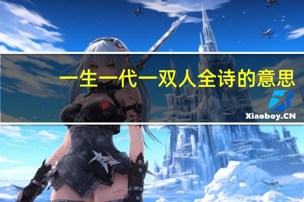 一生一代一双人全诗的意思