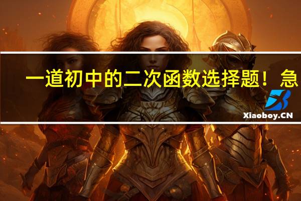 一道初中的二次函数选择题！急！！
