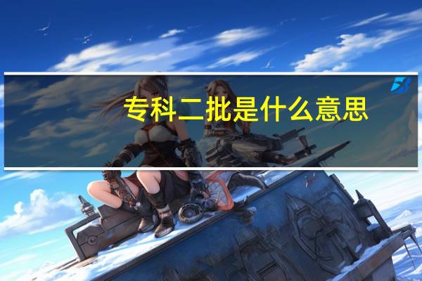 专科二批是什么意思
