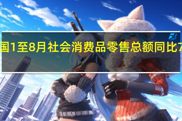 中国1至8月社会消费品零售总额同比 7%预期 6.8%前值 7.3%