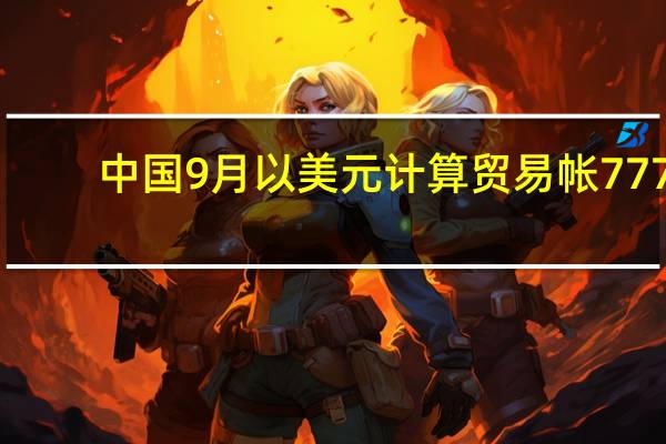 中国9月以美元计算贸易帐 777.1亿美元预期706亿美元前值683.6亿美元