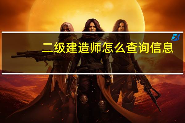 二级建造师怎么查询信息