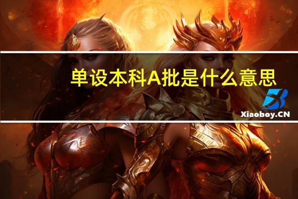 单设本科A批是什么意思