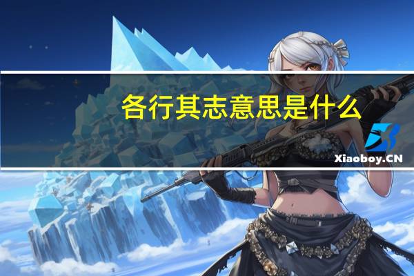 各行其志意思是什么