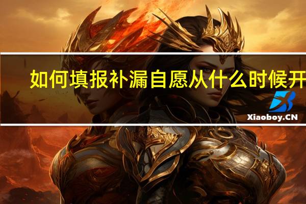 如何填报补漏自愿 从什么时候开始