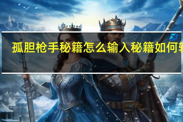 孤胆枪手秘籍怎么输入秘籍如何输入（孤单枪手秘笈）