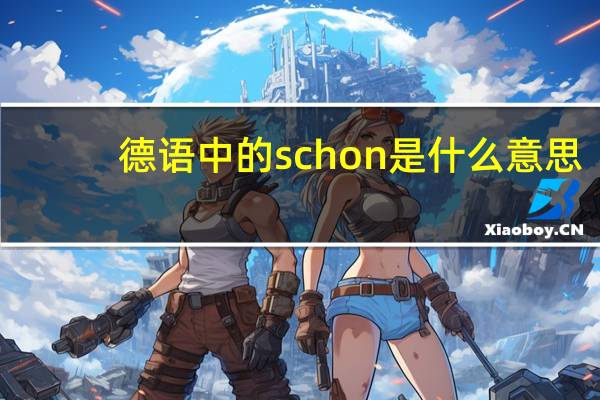 德语中的schon是什么意思