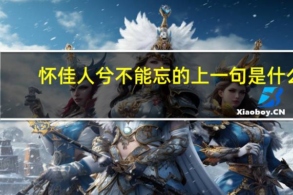 怀佳人兮不能忘的上一句是什么