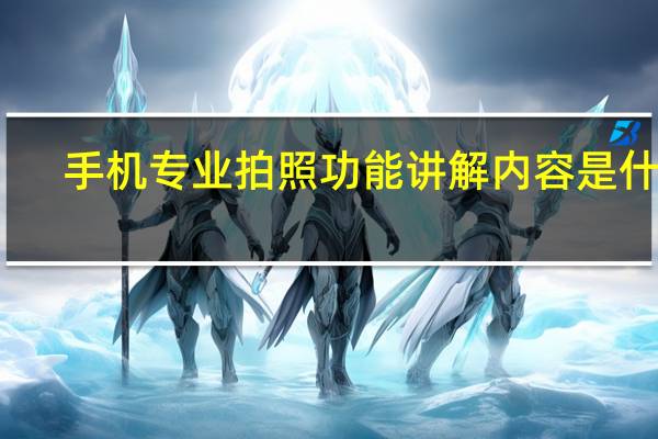 手机专业拍照功能讲解内容是什么