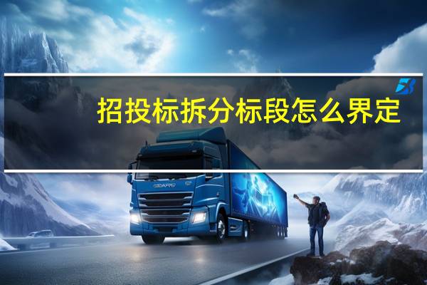 招投标拆分标段怎么界定