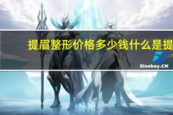 提眉整形价格多少钱 什么是提眉术