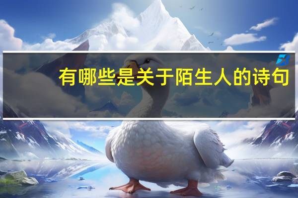 有哪些是关于陌生人的诗句