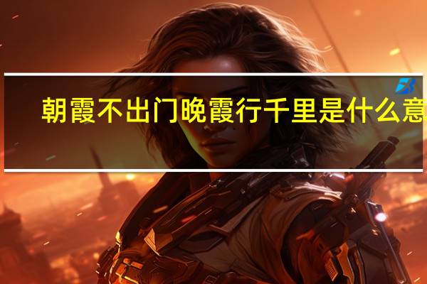 朝霞不出门晚霞行千里是什么意思