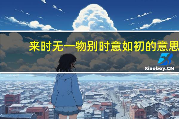 来时无一物别时意如初的意思
