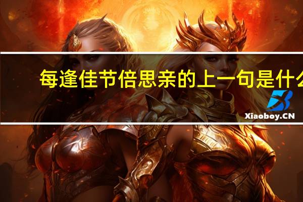 每逢佳节倍思亲的上一句是什么