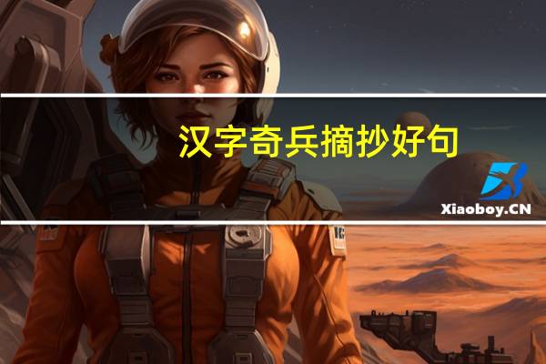 汉字奇兵摘抄好句（汉字奇兵摘抄）