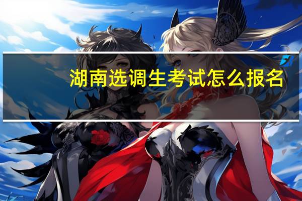 湖南选调生考试怎么报名
