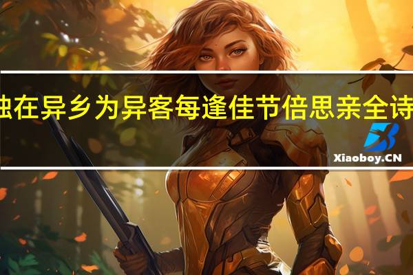 独在异乡为异客每逢佳节倍思亲全诗是什么