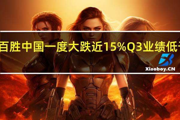 百胜中国一度大跌近15%Q3业绩低于预期