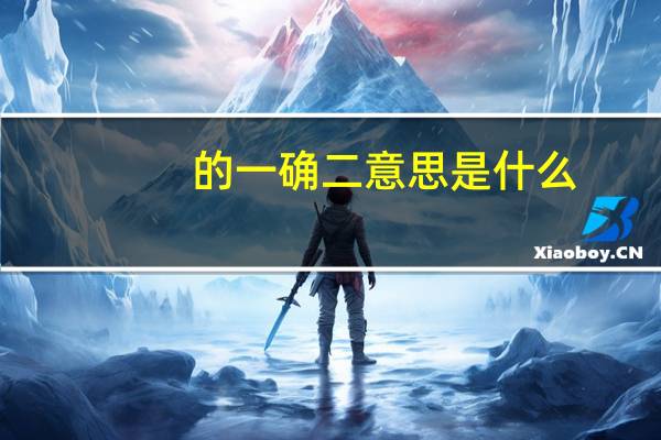 的一确二意思是什么