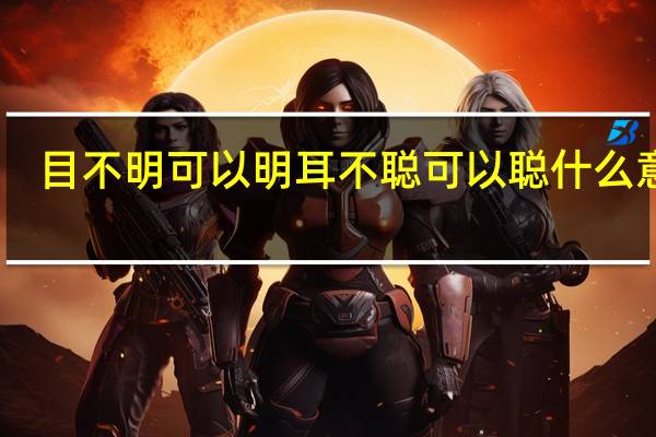 目不明可以明耳不聪可以聪什么意思