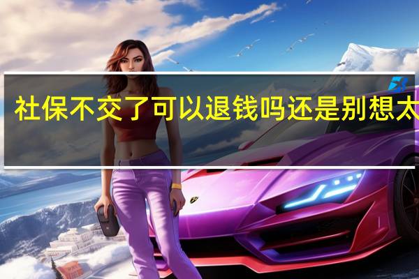 社保不交了可以退钱吗 还是别想太多了