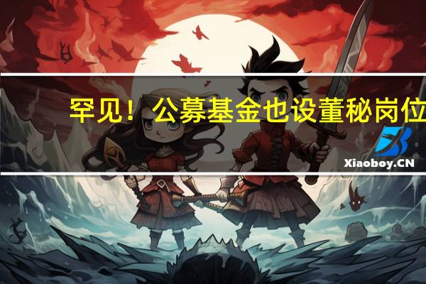罕见！公募基金也设董秘岗位