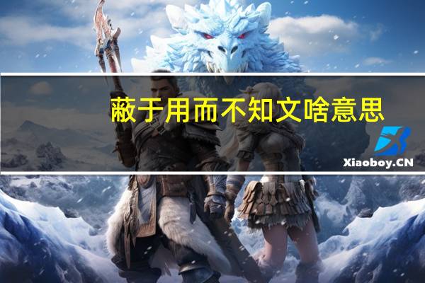 蔽于用而不知文啥意思
