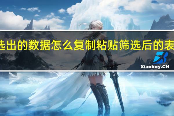 表格中筛选出的数据怎么复制粘贴 筛选后的表格如何复制粘贴