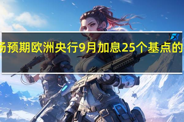 货币市场预期欧洲央行9月加息25个基点的概率约为20%（昨日为30%）