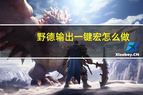 野德输出一键宏怎么做