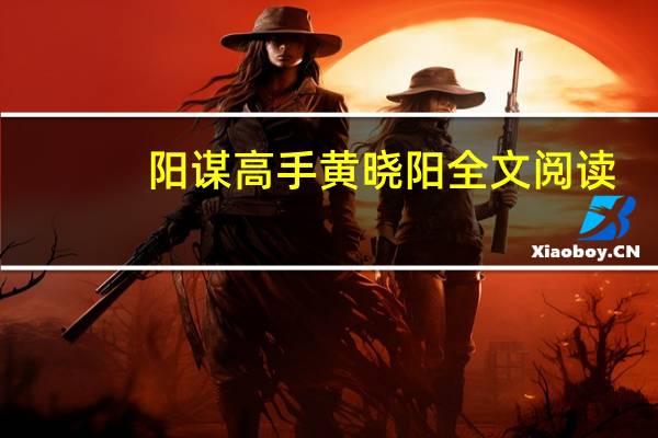 阳谋高手黄晓阳全文阅读(阳谋高手黄晓阳)