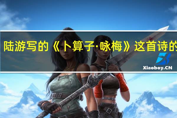 陆游写的《卜算子·咏梅》这首诗的意境