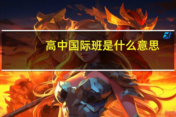 高中国际班是什么意思