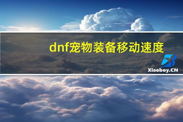 dnf宠物装备移动速度