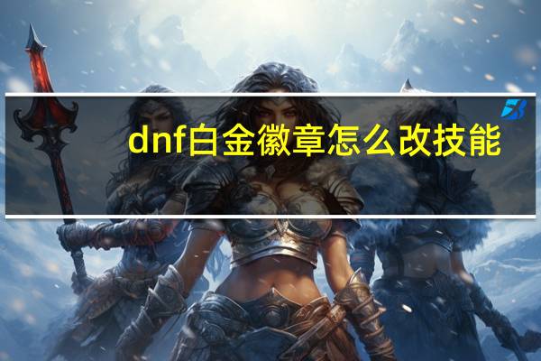 dnf白金徽章怎么改技能（DNF白金徽章怎么获得）